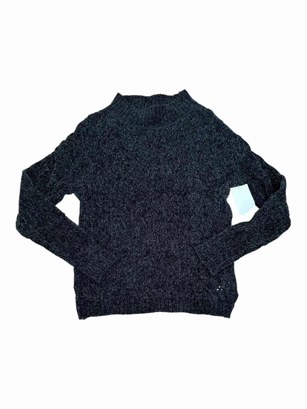 btween Black Mock Neck Knit Velour Sweater 12
